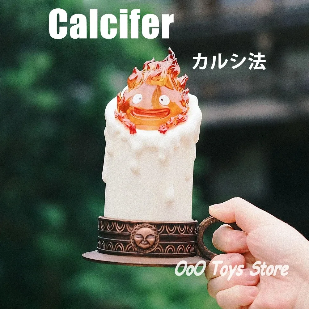 Figura de Castillo en movimiento de Anime de 13cm, figuras de acción luminosas de Calcifer, colección de Pvc, modelo de decoración, juguetes, regalos