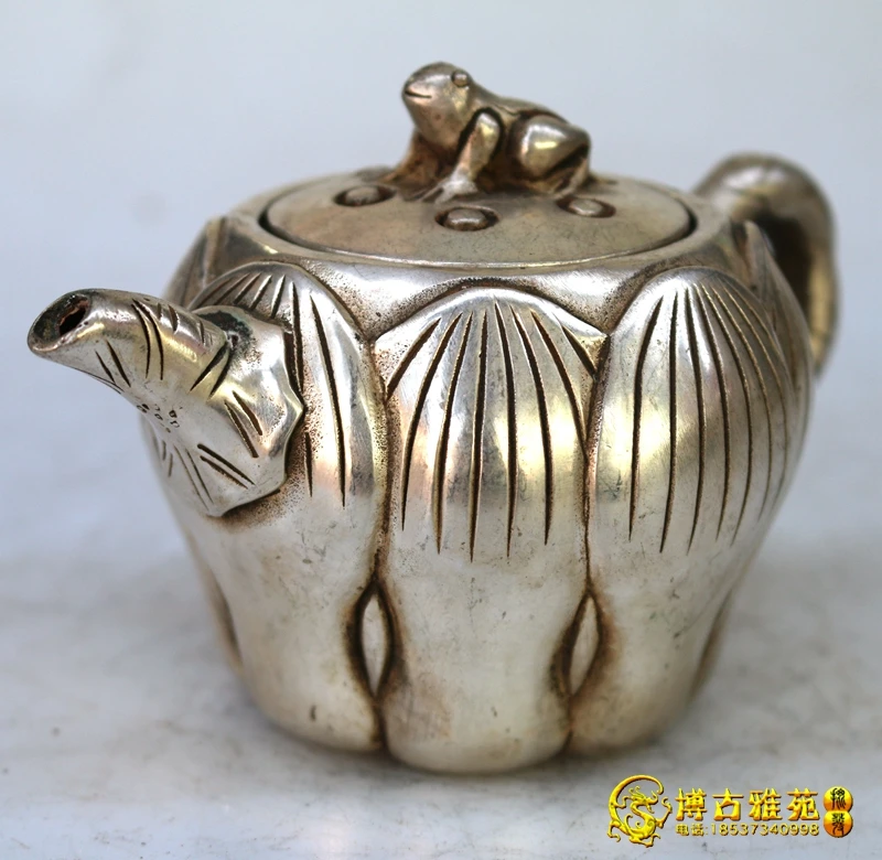 Antique Bronze Ware Bronze Pot Antique White Copper Silver Plated Water Pot Tea Pot Wine Pot Home Crafts