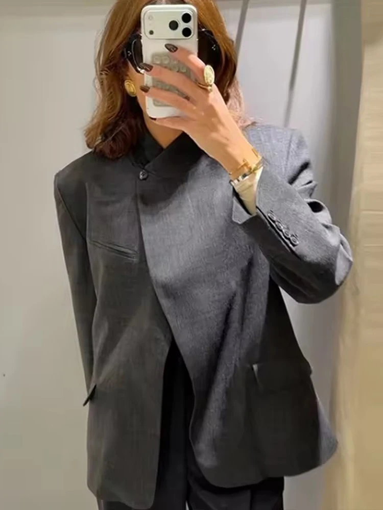 Chaqueta Blazer para mujer, primavera 2026, manga larga, cuello levantado, abrigo, moda informal para ir al trabajo, nuevo en prendas de vestir exteriores ﻿