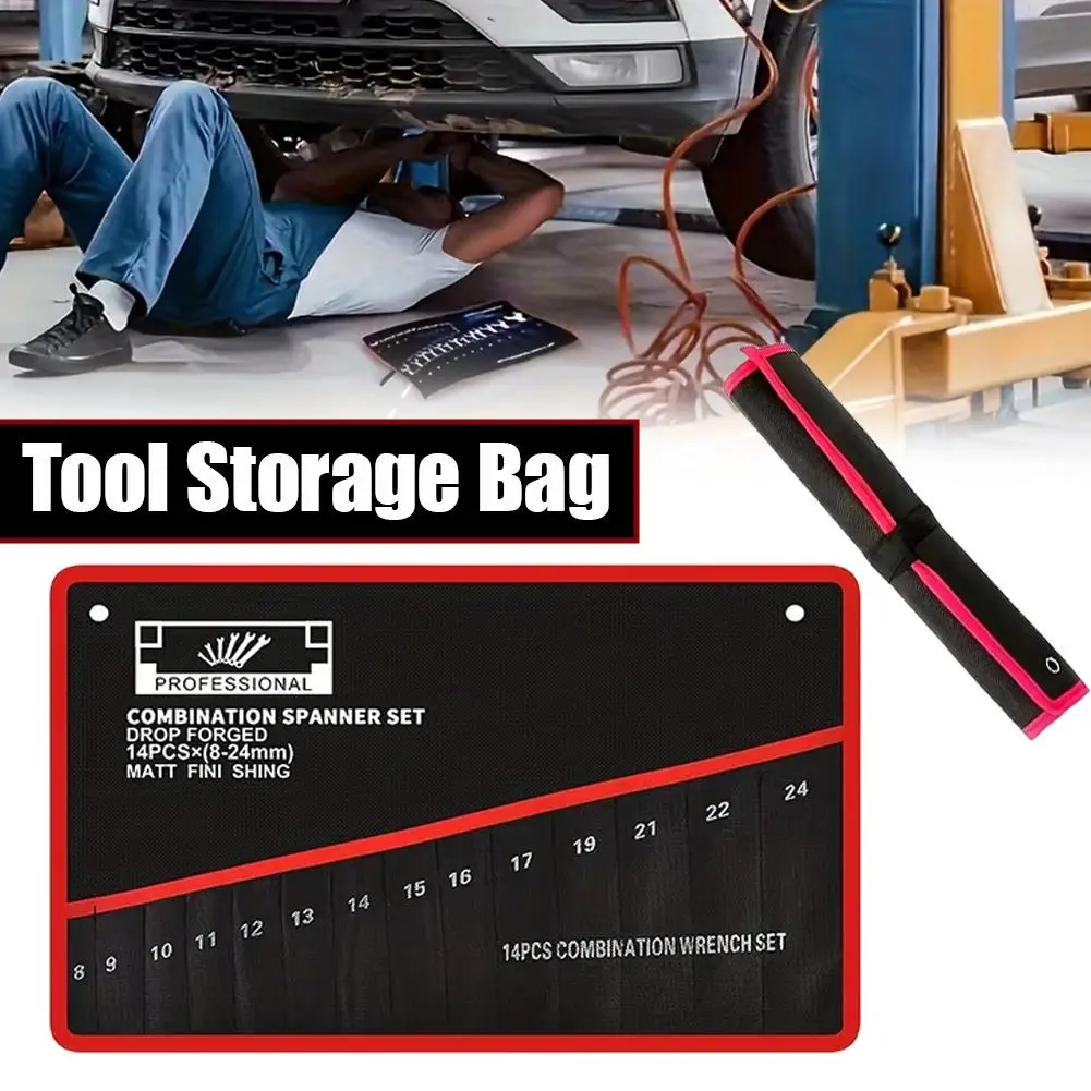14-Fach Rollbare Werkzeugtasche Tragbare Schraubenschlüssel-Organizer-Tasche Faltbare Schraubenschlüssel-Kit-Tasche für Handwerkzeug-Aufbewahrung – Detail 4