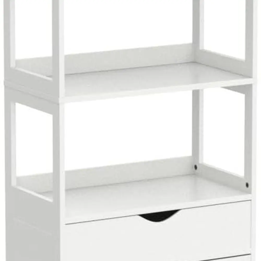 Mueble de despensa de cocina alto independiente con estantes, cajones y espacio para microondas, blanco, 23,62x13x64.06 pulgadas