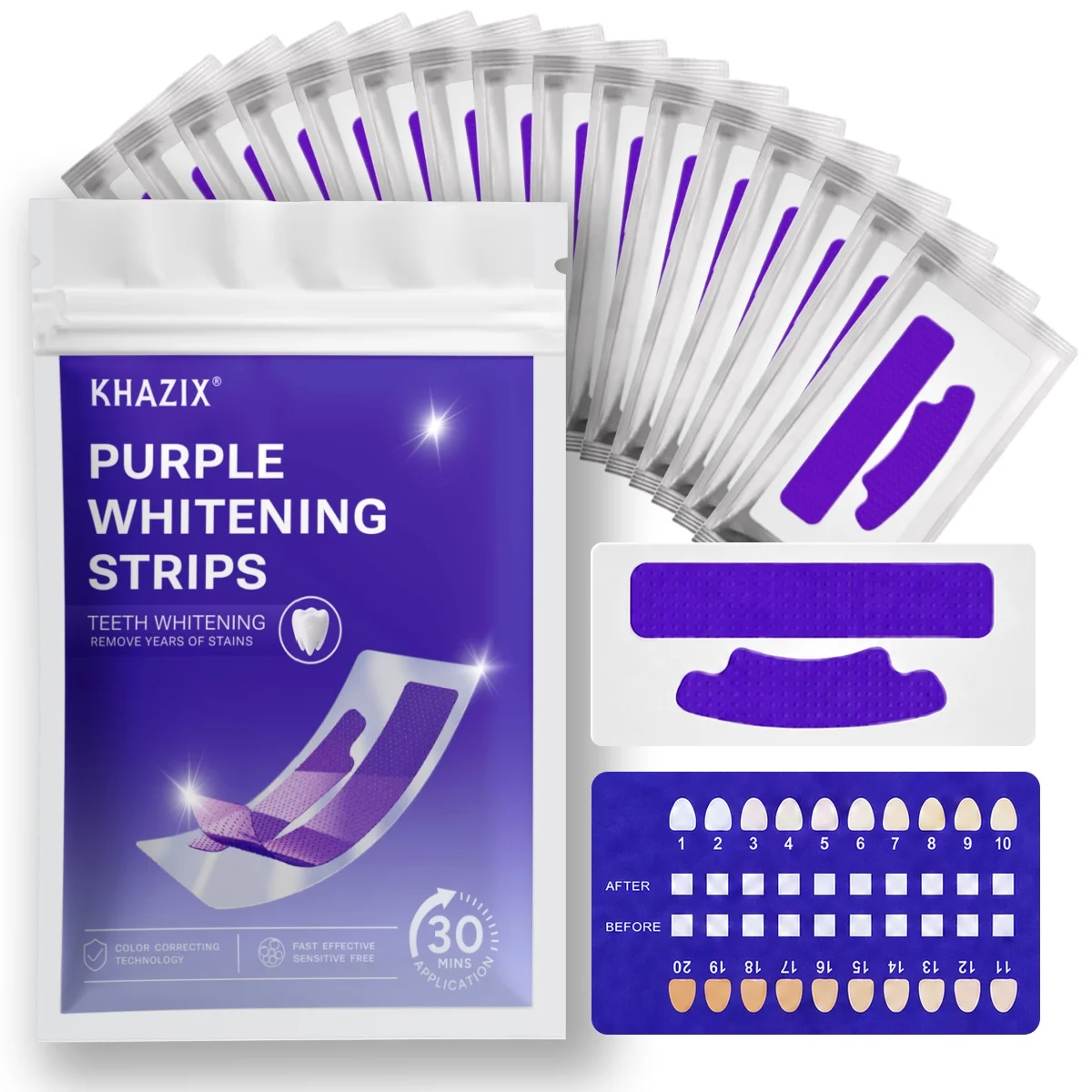 7 pairs Teeth Whitening Strips for Whiter-Looking Smile, Flexible Tooth Strips Easy to Apply for Daily Cosmetic Care