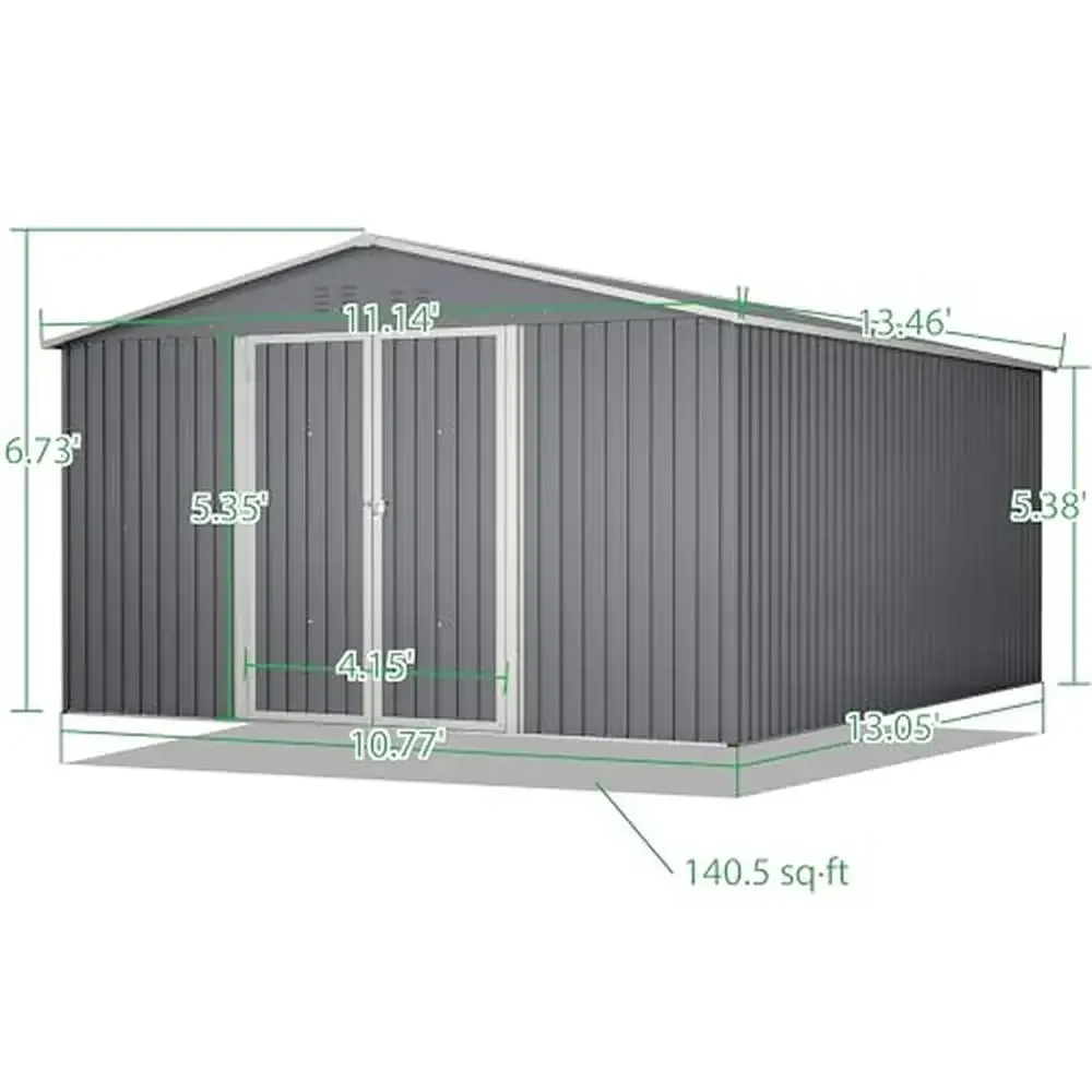 Outdoor Vertical Metal Storage Shed with 4 Vents Durable Galvanized Steel Garden Tool Storage Shed Large Space Yard Tools