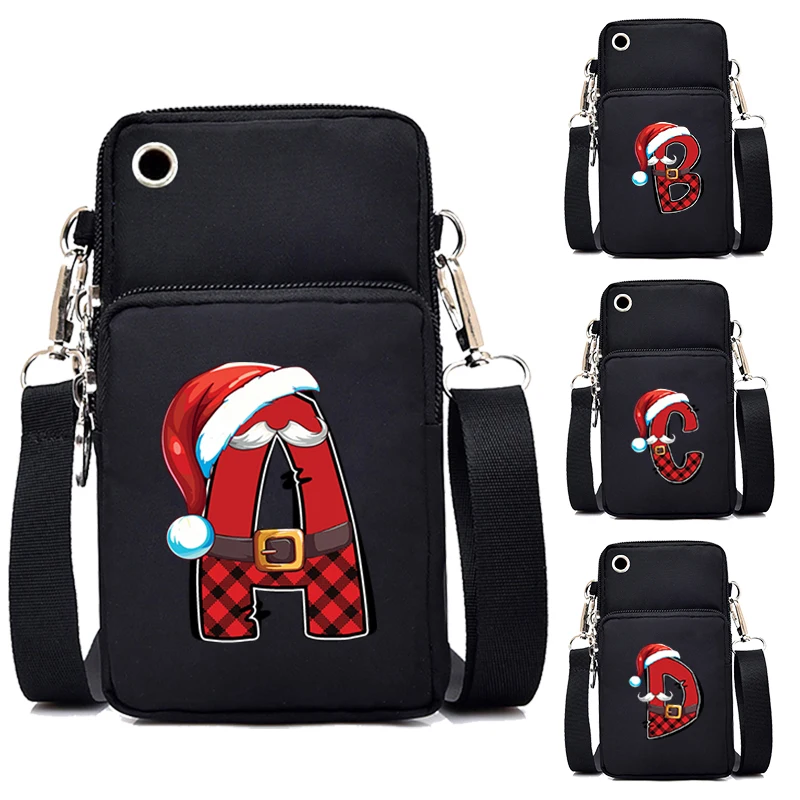 Women Mobile Phone Bag Christmas Letters Alphabet Mini Purse Cartoon Christmas Handbags with Zipper Crossbody Bags Women