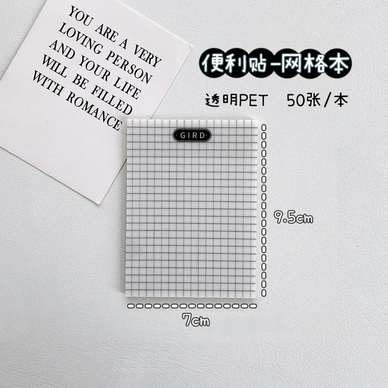 50 sheets PET Transparent Self-Adhesive Waterproof  Memo Pad Cute Notes Korean Style Office Index Notepad  Kawaii Stationery