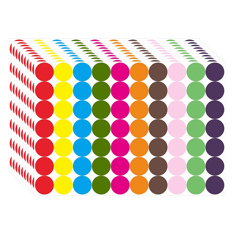 700 Pcs 3/4" Color Dot Stickers, 10 Colors, Round Labels for Inventory, Office Marking, DIY Storage Use