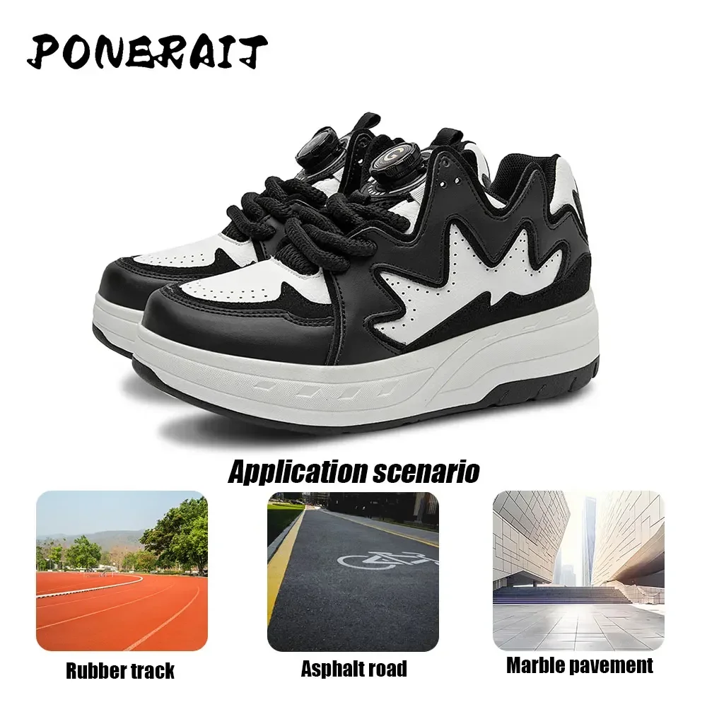 Boys 2-wheel High-top Roller Shoes Fashion Parkour Sneakers With Wheels Men's Retractable Dual-purpose Skates Sports Shoes