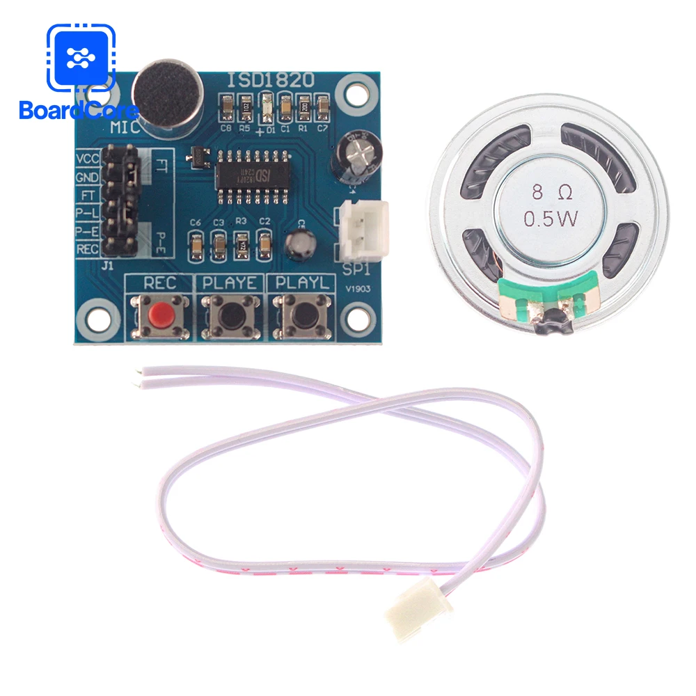 1set ISD1820 Aufnahme Modul Sprach Modul Die Voice Board Telefon Modul Board mit Mikrofonen + Lautsprecher 0,5 W 8R