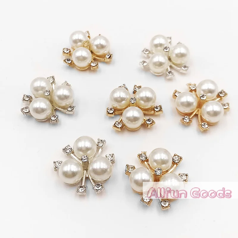 [TG835]10pcs DIY Flower Rhinestones Pearl Button Wedding Decoration Sewing Decor Craft