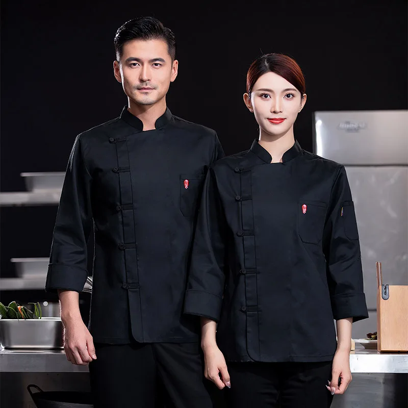 Side Buckle Chef Overalls Autumn and Winter Cargo Pants Hotel Restaurant Ding Room Canteen Chef Kitchen Dining Men's and Women's