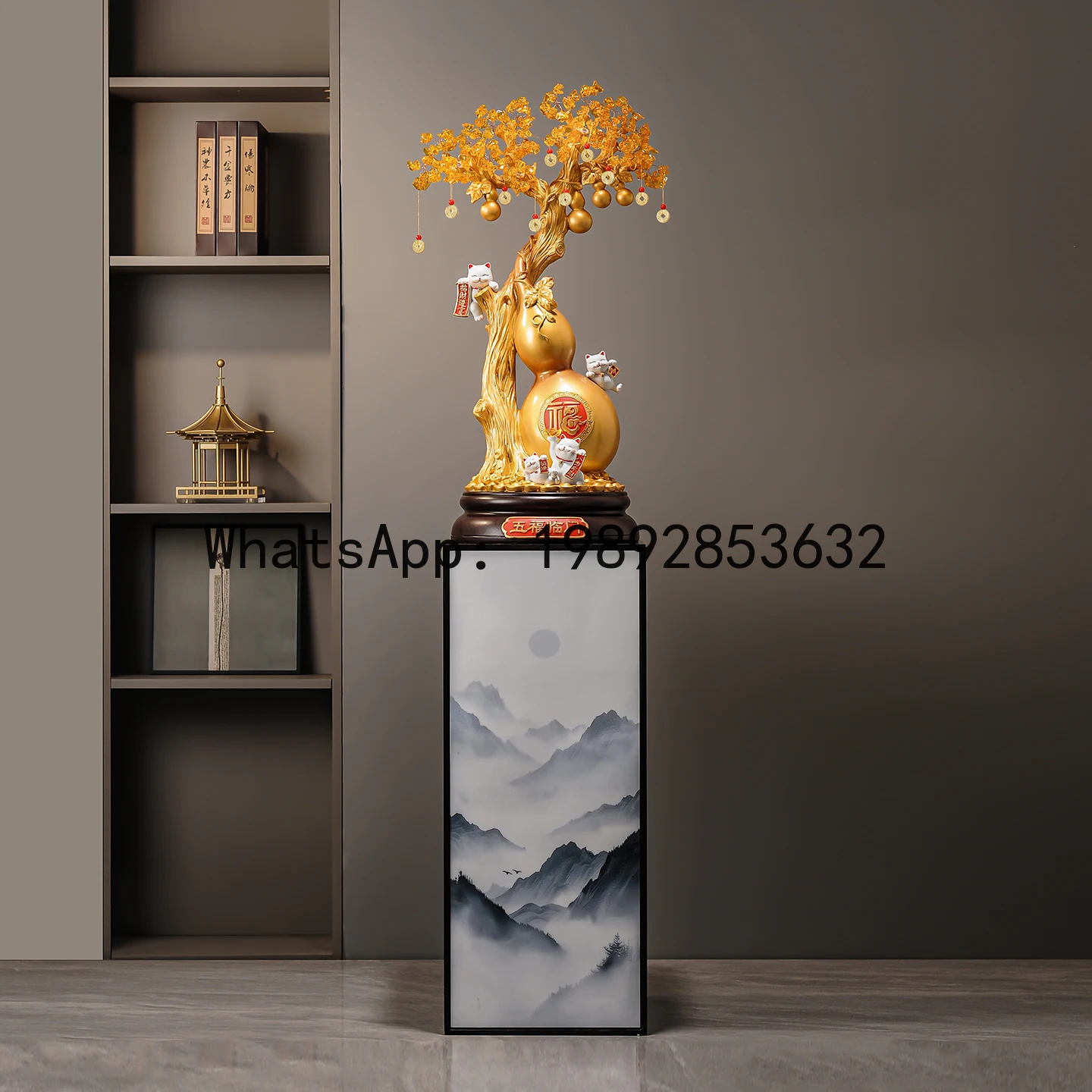 

XX Gourd Fortune Tree Floor Ornament Beside TV Cabinet Chinese Style Large Art Decoration