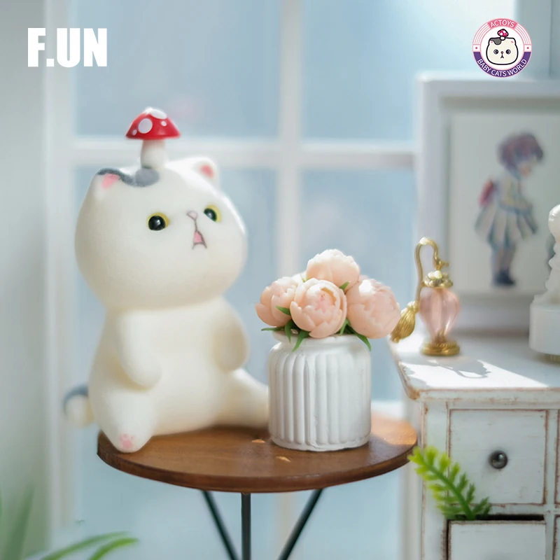 Cute Toys Figure Blind Box Original Baby Cat World Series 7 Flocking Style Random Surprise Anime Model Guess Surprise Doll