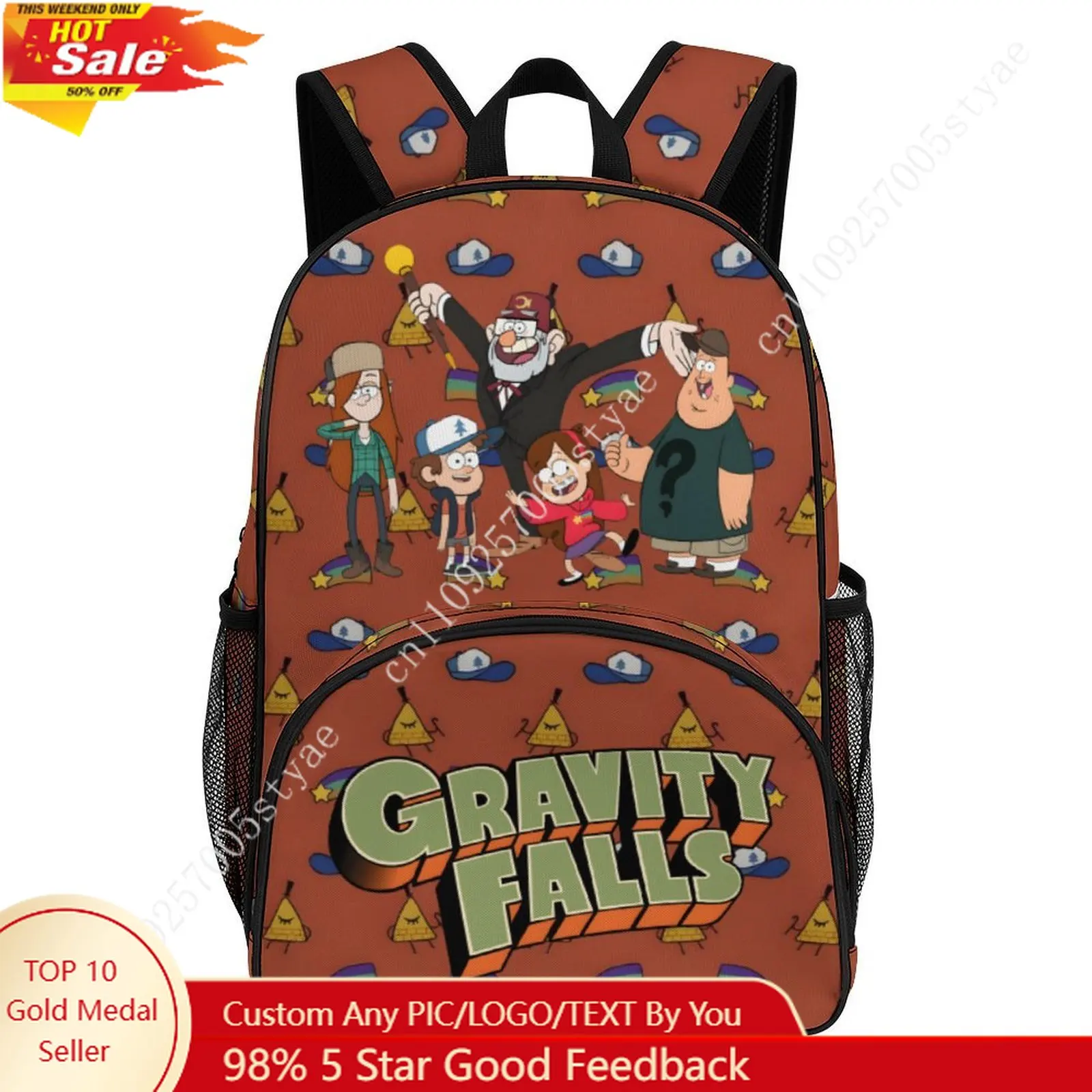 

Gravity Falls Large Capacity Backpack Disney Cartoon Decorate Fabric Bags Design Your Photo Logo Text Party Holiday Custom Gifts