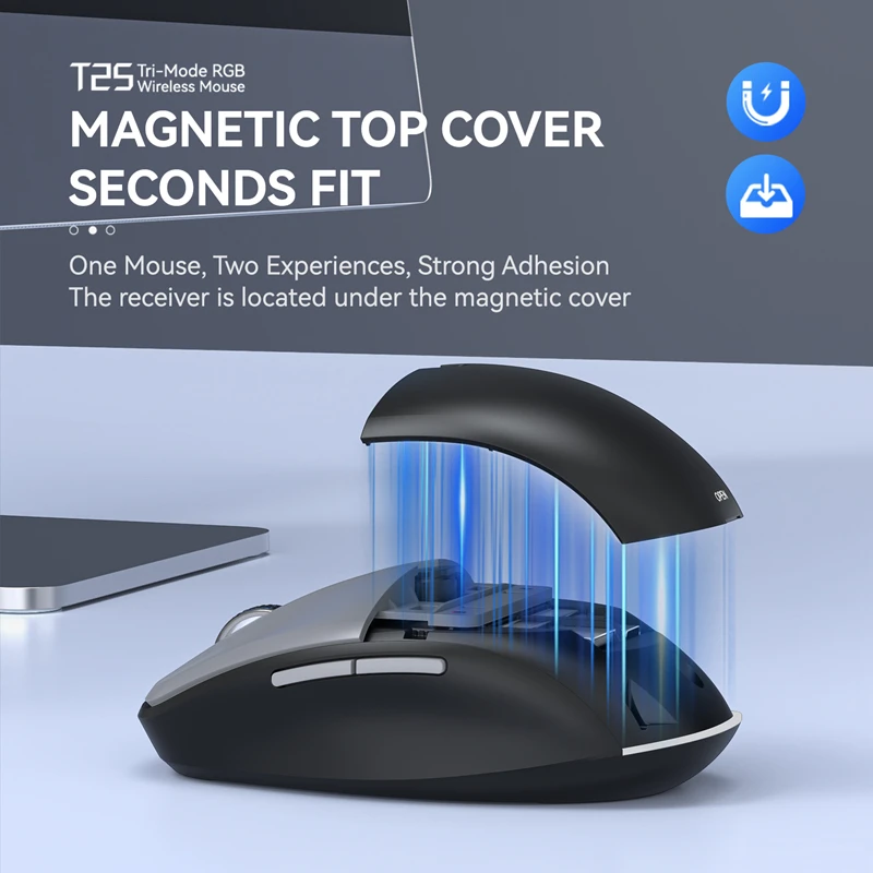 ماوس Xiaomi ثلاثي الوضع مع أجهزة استقبال مزدوجة Type-C/USB 2.4G بلوتوث 5.1 ماوس لاسلكي RGB شحن ماوس صامت لنظام Android IOS #3