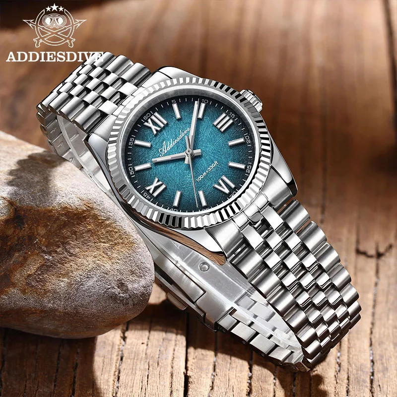 ADDIESDIVE 36mm 남성용 시계 BGW9 발광 주빌리 스트랩 100m 방수 사파이어 글라스 VH31 무브먼트 쿼츠 시계