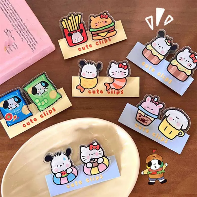 

2Pcs/Pack Multicolor Cute Cartoon Acrylic Binder Clip Planner Clips Paper Clamp Office Decorative Supplies School Stationery