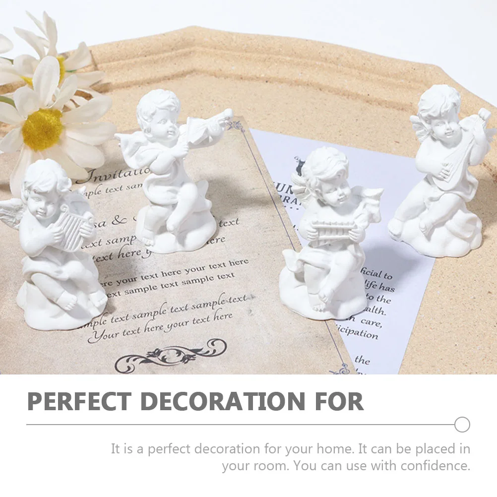 

4 Pcs Resin Angel Ornament Home Crafts Desktop Ornaments Angels Figurines Shelf Sitting Decoration Small Lovely Decorations
