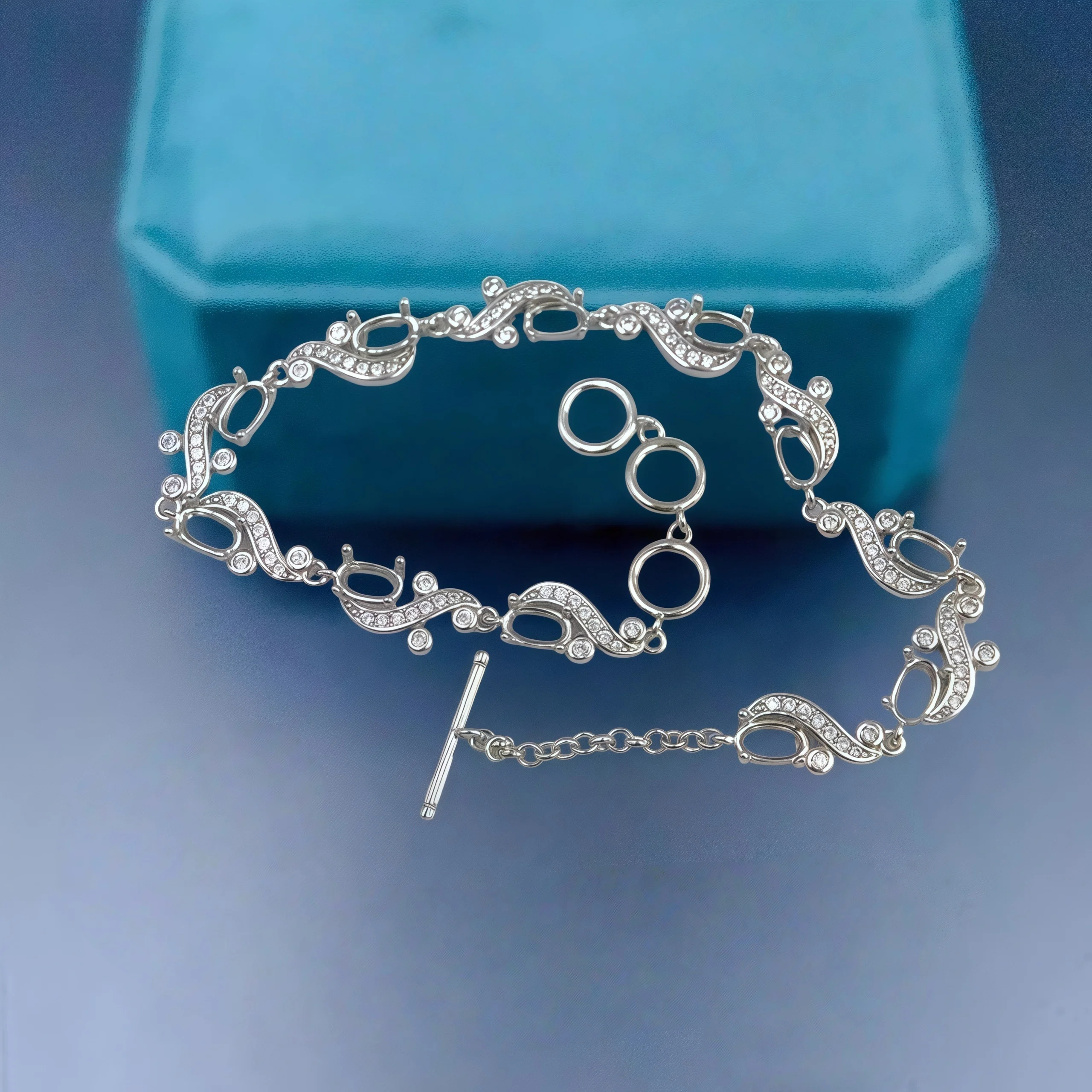 

Fashion DIY Bracelet Empty Holder S925 Sterling Silver Setting 3*5mm Ellipse Stone Fine Weddings Jewelry Accessory for Woman