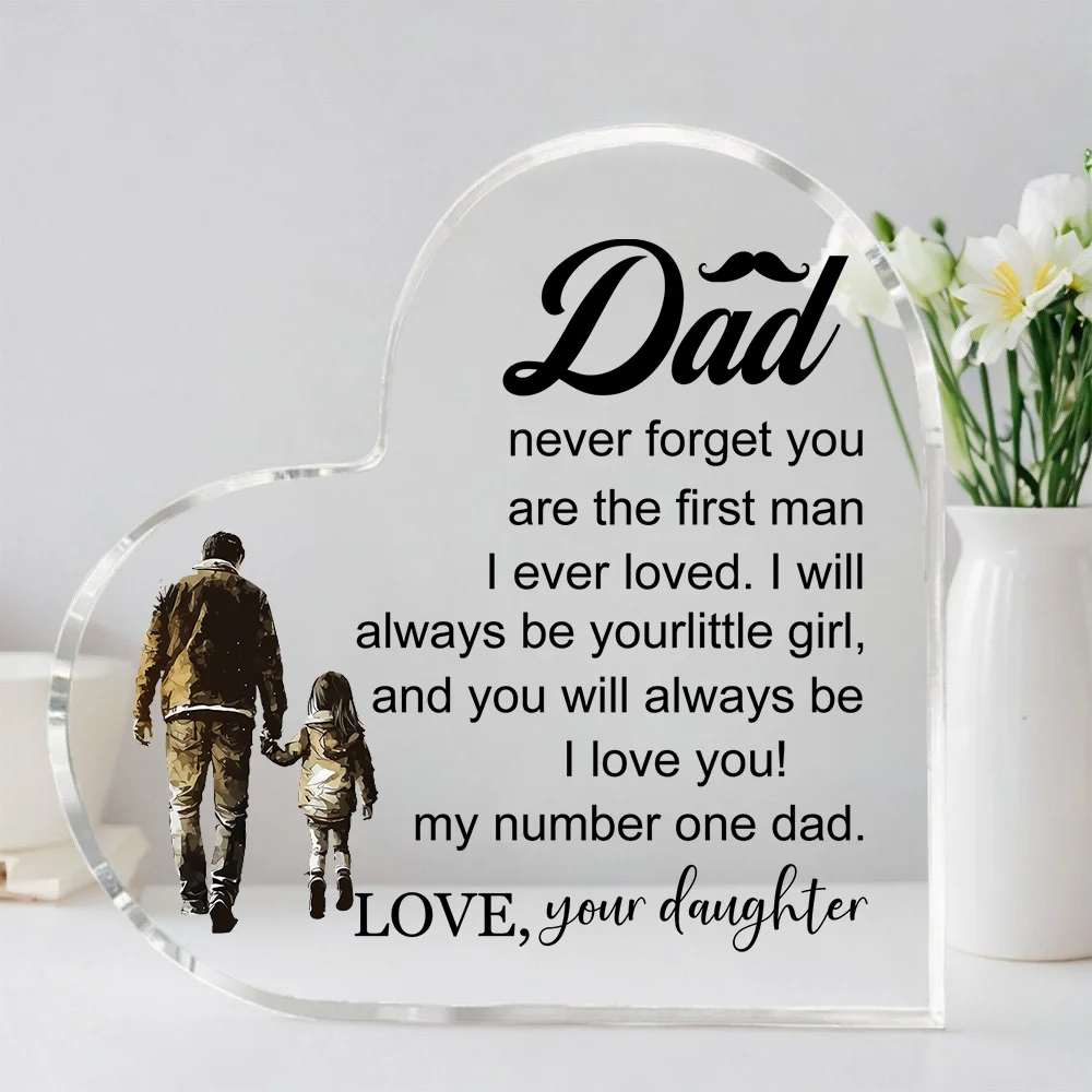 1 Pcs Dad transparent Presents From Daughter son for my best Dad heart-shaped Gift For my father home Ornaments Birthday gift