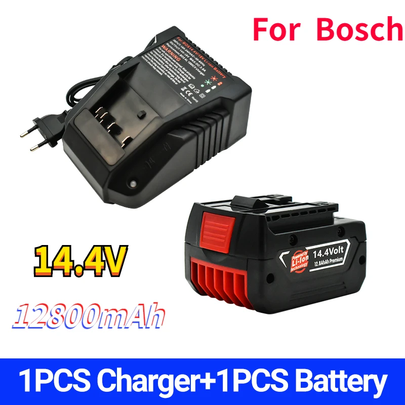 Original BAT614G Akku 14,4 V 12800mAh Lithium-ionen für Bosch 14,4 V Batterie BAT607G BAT614 BAT614G + Ladegerät