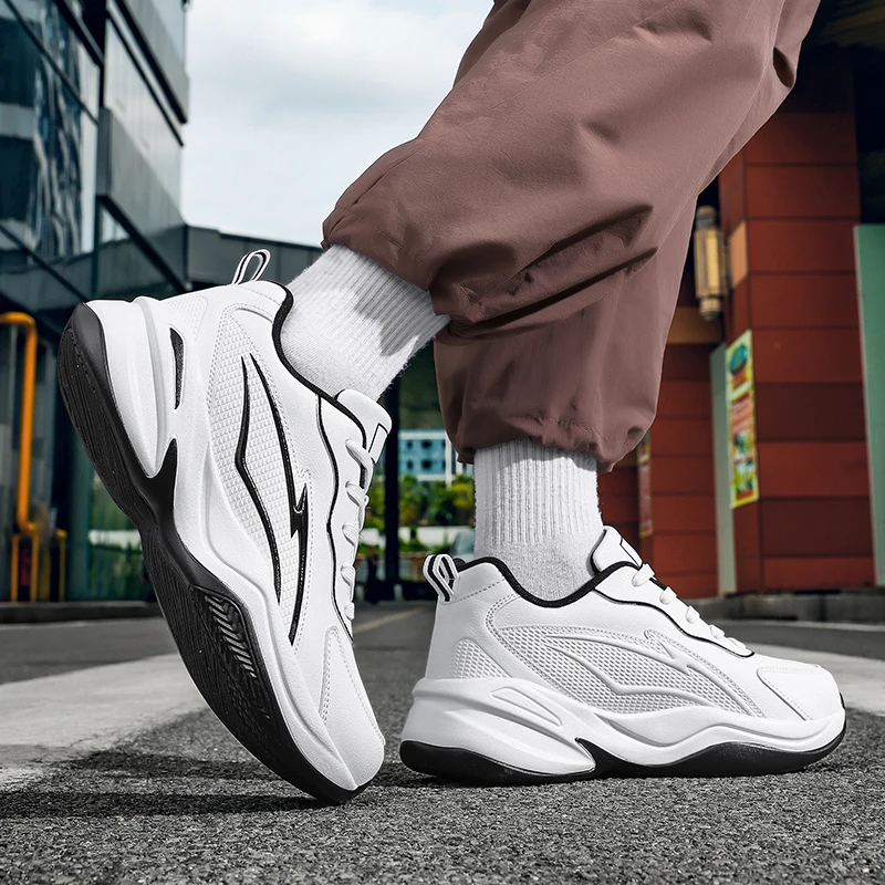 

Осень-зима 2024, мужская обувь, белая спортивная повседневная обувь, студенческая обувь большого размера, нескользящая толстая подошва, легкая нескользящая обувь для бега