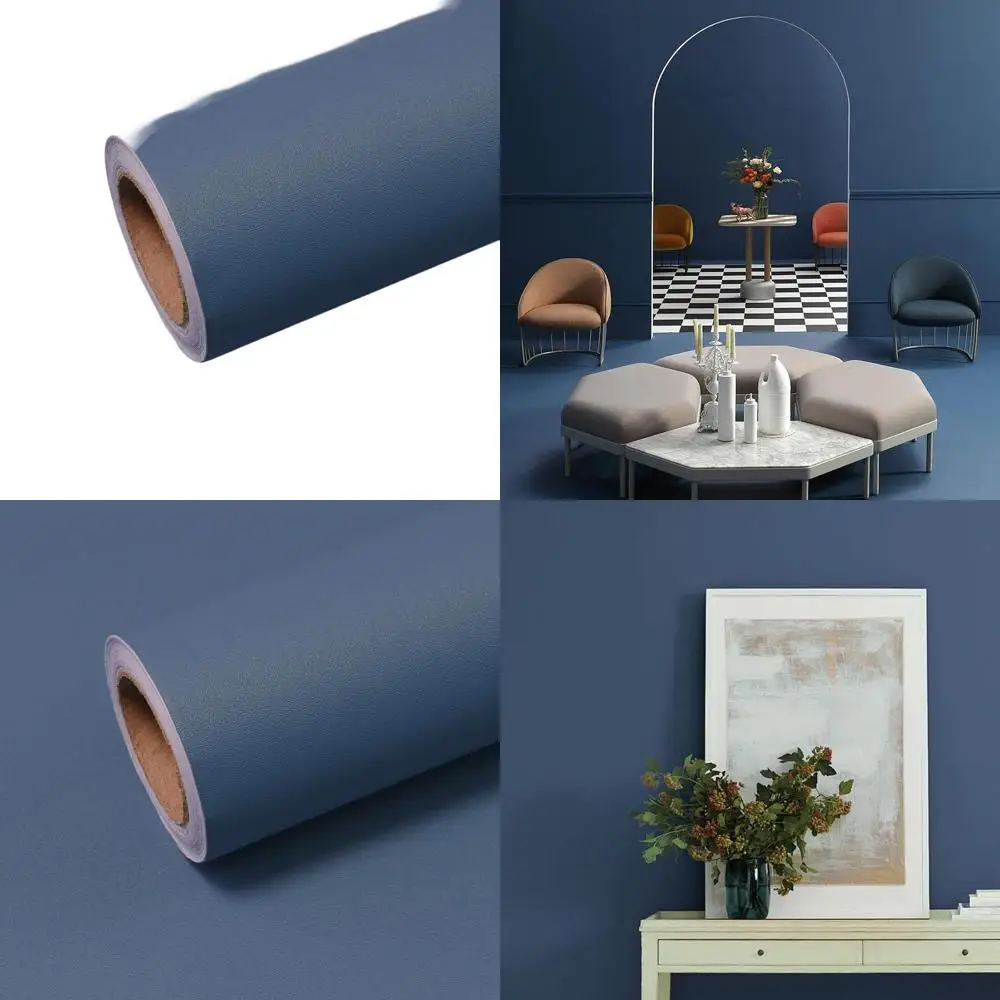 

Самоклеящиеся матовые обои темно-синего цвета, 23,6x474 см, водонепроницаемые, для ремонта шкафов и мебели