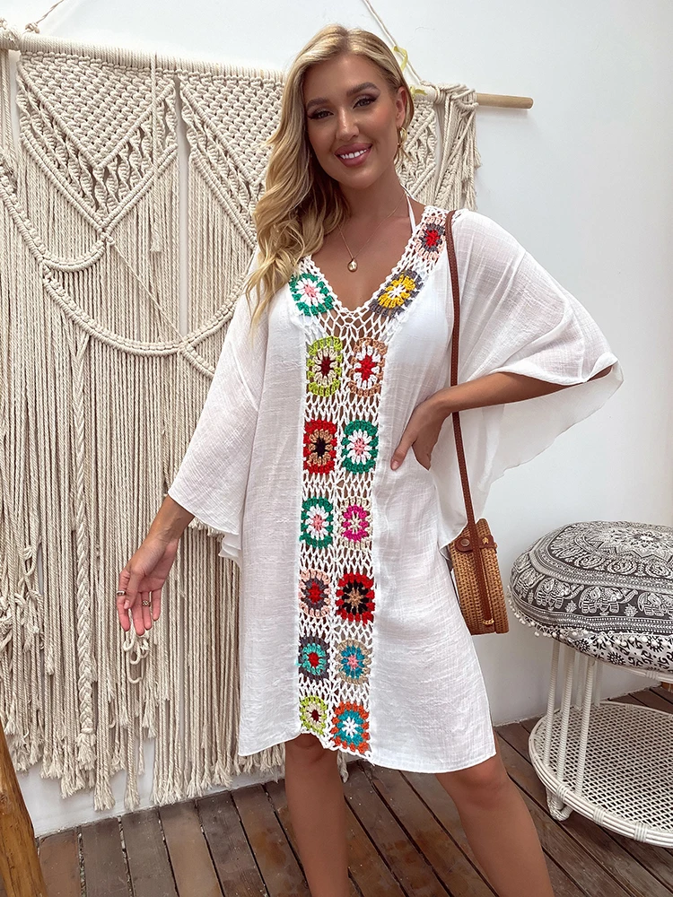 Crochet Hollow Out Badeanzug Frauen Badeanzug Strandkleid Sommer Bademode Damen Sexy Bikini Cover Up Sommer Tunika Saida Praia