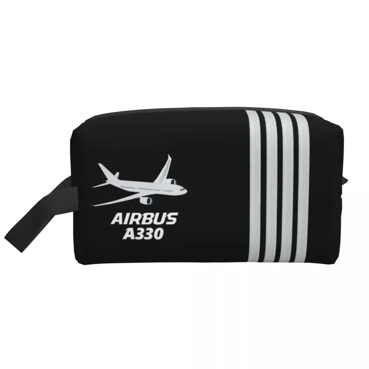 Airbus A330 Captain Stripes Cosmetic Bag Big Capacity Pilot Aviation Aviator Airplane Makeup Case Beauty Storage Toiletry Bags