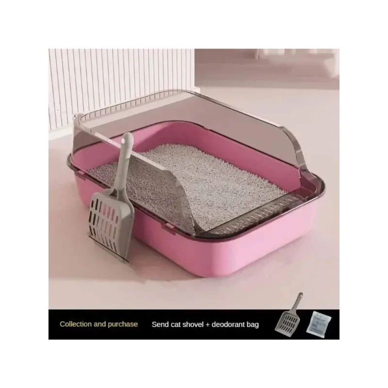 Totalmente Fechado Cat Litter Box, Espessamento Kitty Sandbox, Lado Alto, Splashproof Pet Bedpans com Litter Scoop