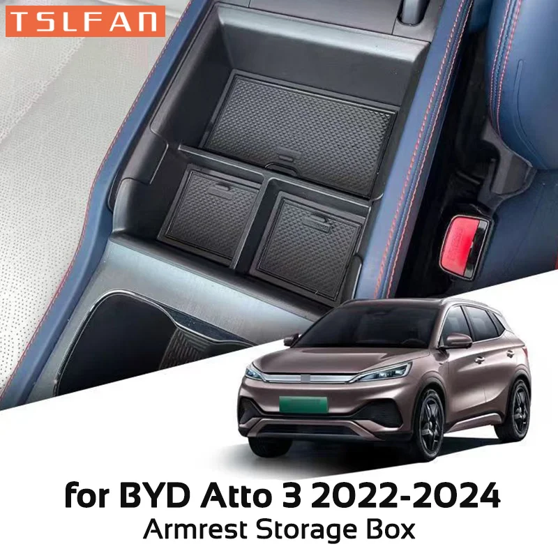 

Для BYD Atto 3 2022-2024 подлокотник с центральным управлением, ящик для хранения для BYD Yuan Plus, органайзер, чехол, контейнер, автомобильные аксессуары