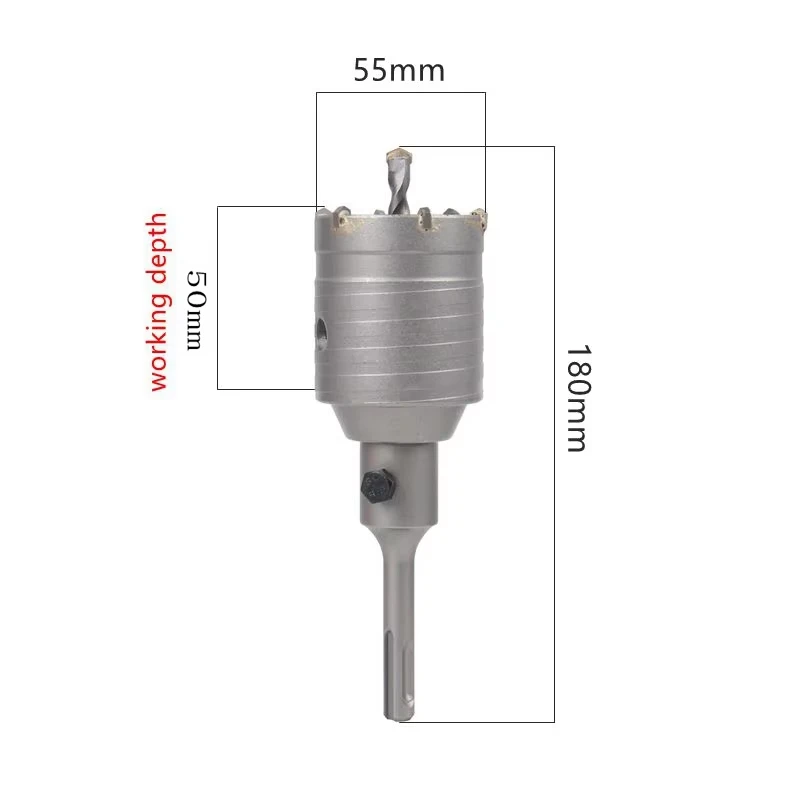 HEDA 55mm Concrete Carbide Alloy Core Hole Saw SDS PLUS Electric Hollow Drill Bit Air Conditioning Pipe Cement Stone