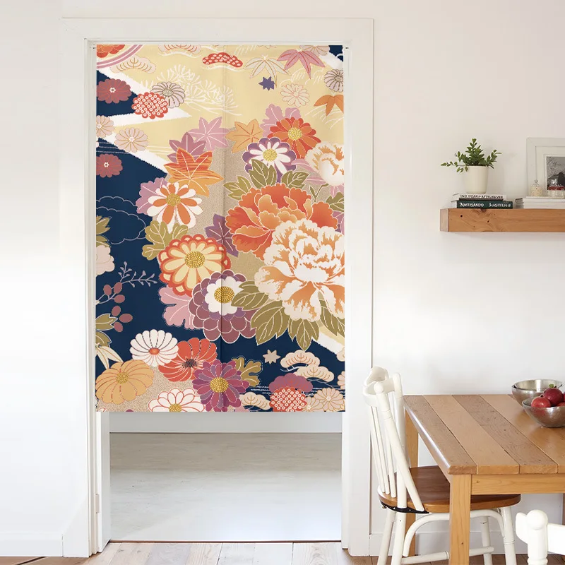 VIKAMA Ukiyo-e Wave Noren Japanese-style Izakaya Entrance Half Curtain Kitchen Bedroom Partition Curtain Home Decoration