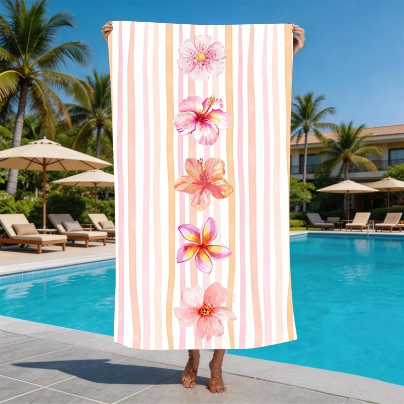 Quick Dry Beach Towel Beach Towels Large For Adults Tropical Hibiscus Microfiber Oversized Sand Free Pool Towel Super Absorbent