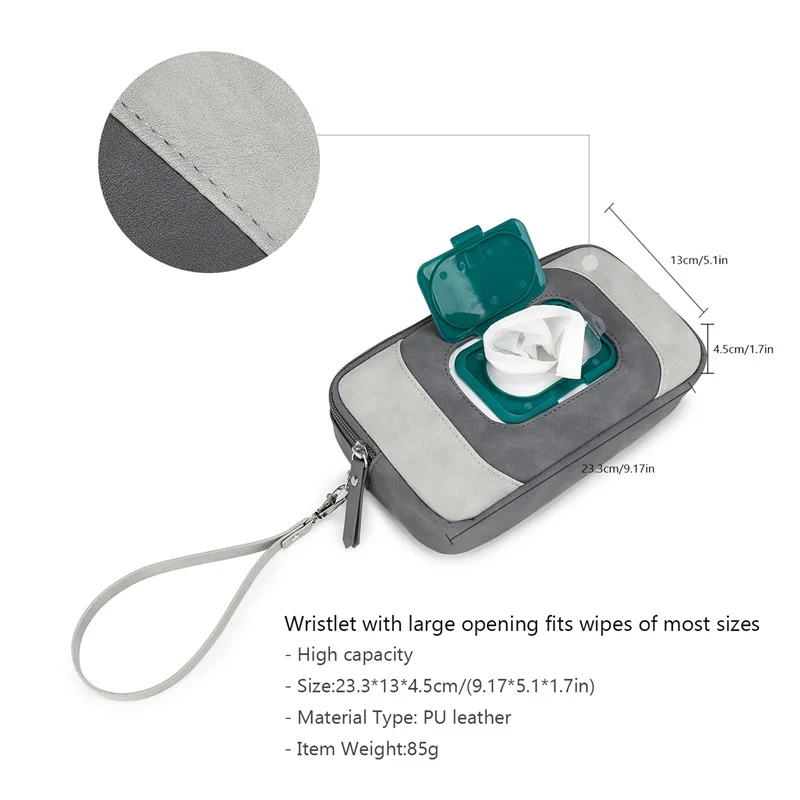 Travel Baby Wipes Case Contrast Color Removable Wristlet Strap Hanging Portable Wipes Dispenser