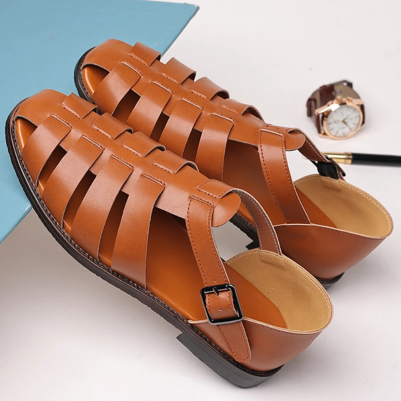 Summer New Roman Sandals Plus Size Casual Fashion Outdoor Beach Shoes Lightweight Non Slip Breathable Big Size Footwear For Men - Detail 1