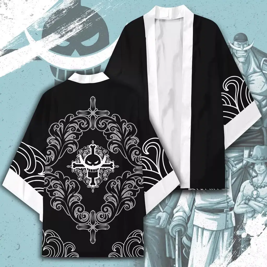 Anime One Piece Cosplay Costume Portgas D Ace Monkey D Luffy Roronoa Zoro Cloak Kimono Cardigan Robe Print Casual Coat Clothes