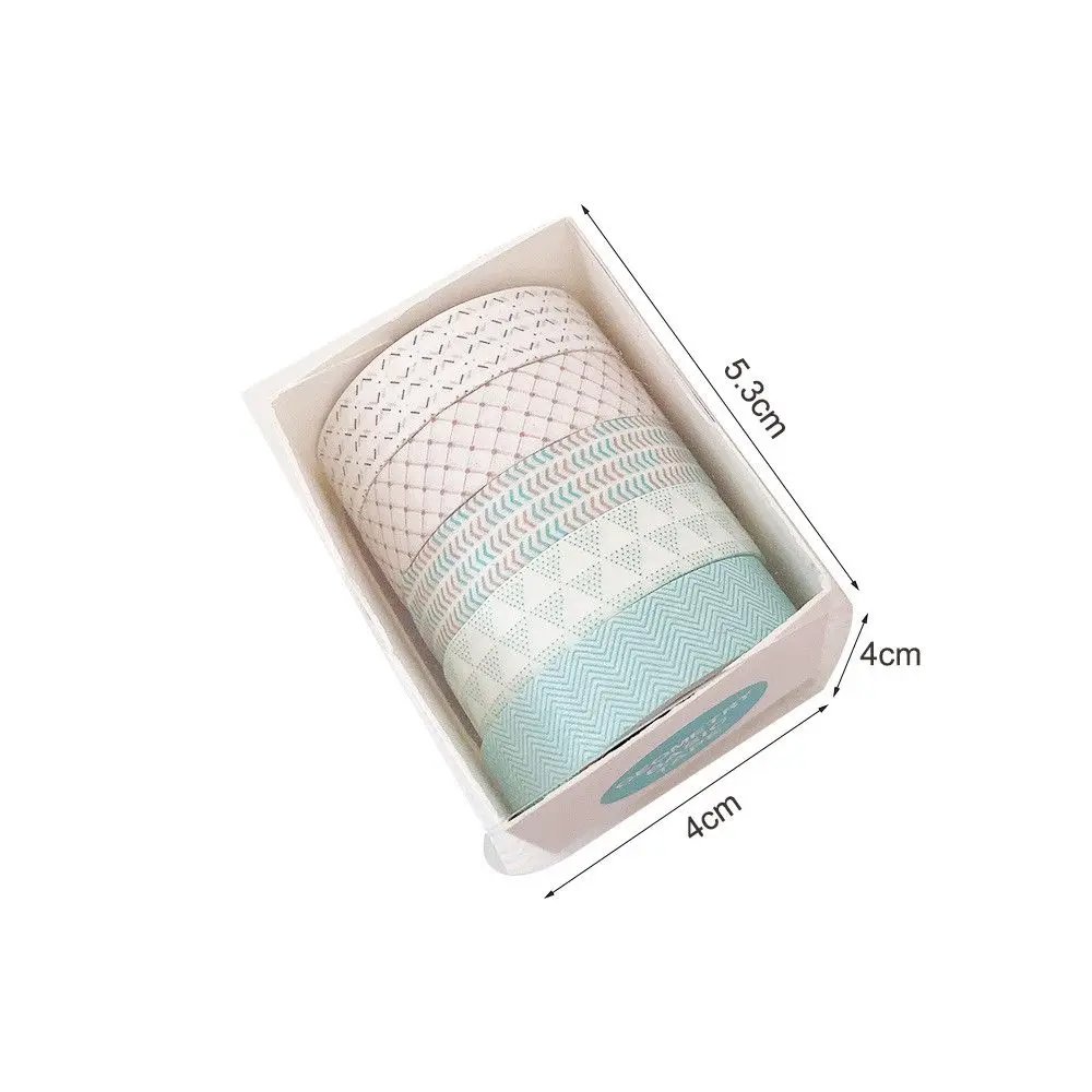5Rolls/box Adhesive Stationery Journal Basic Pattern Washi Tape Masking Tape Set DIY Scrapbooking