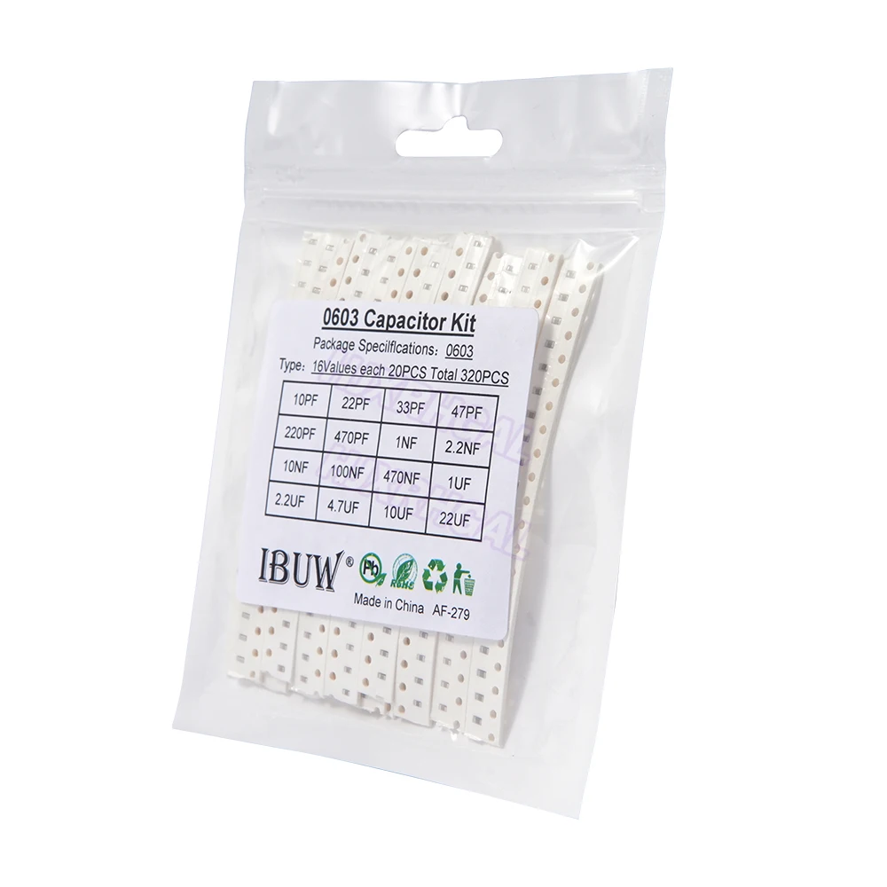 16values*20pcs=320pcs 0603 SMD Capacitor assorted kit 10pF-475M component diy samples kit new and original