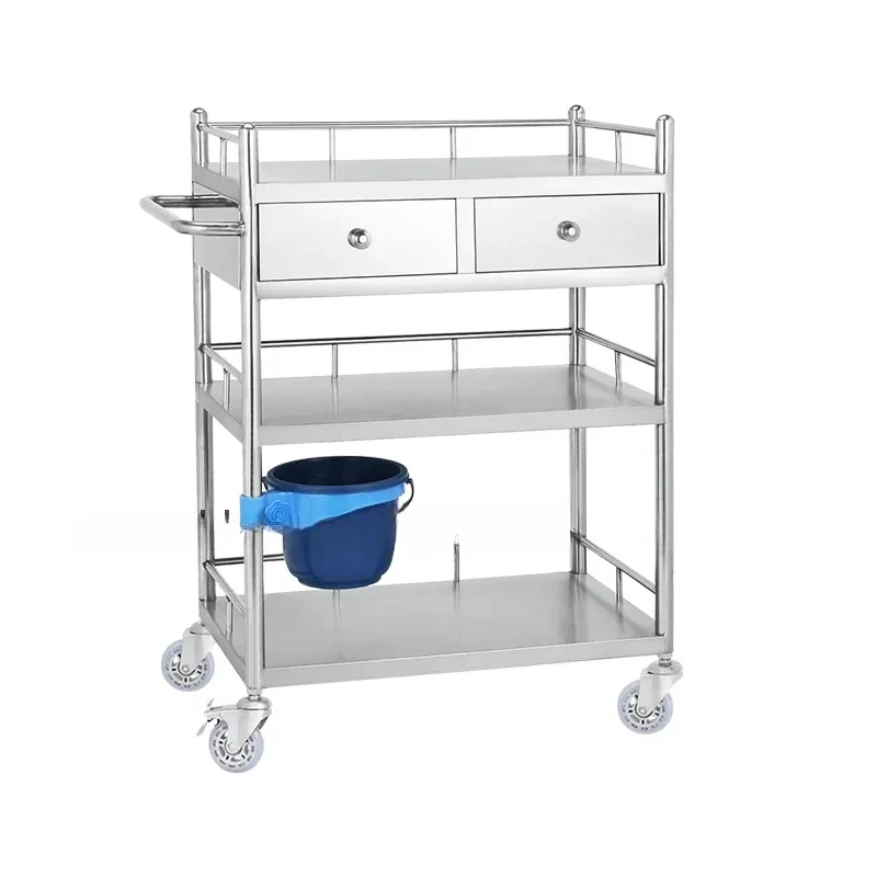 Stainless Utility Salon Trolley Medical Drawers Storage Tool Salon Trolley Tattoo Cart Carrito Auxiliar Salon Furniture BL50SF