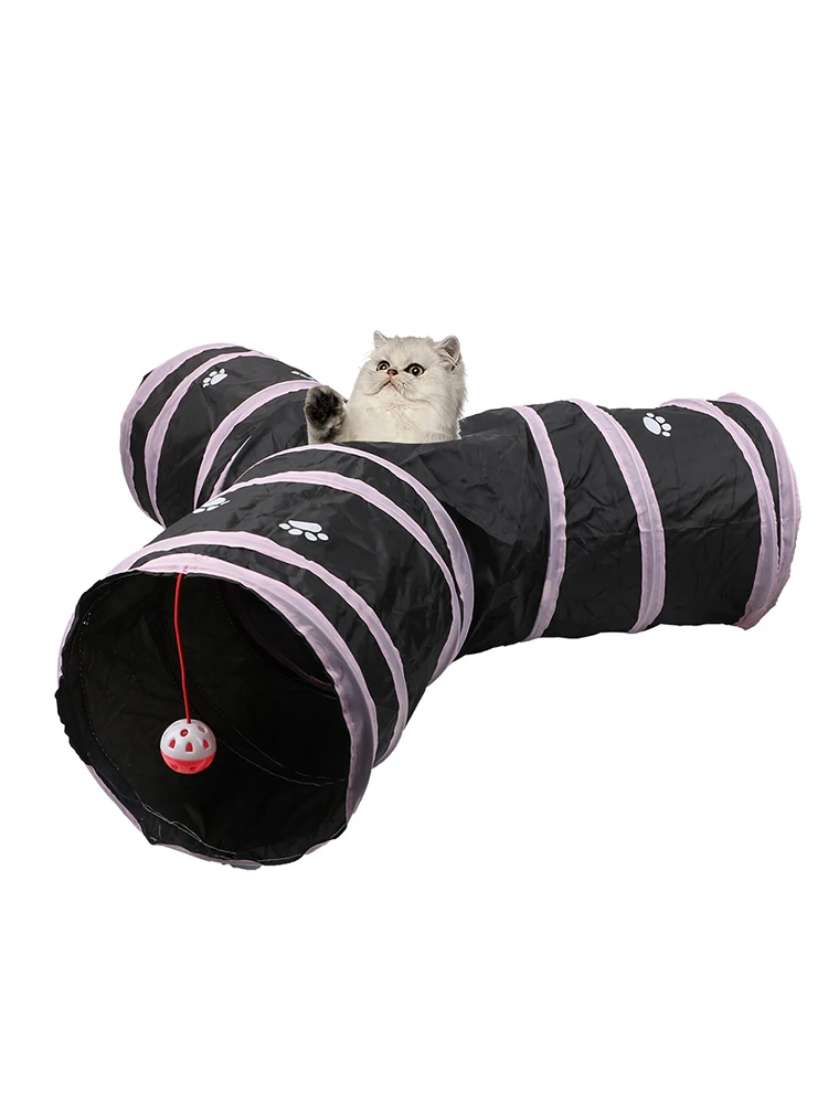 3 Holes 2Colors Foldable Pet Cat Tunnel Indoor Outdoor Pet Cat Training Toy for Cat Rabbit Animal Play Tunnel Tube Y-joint