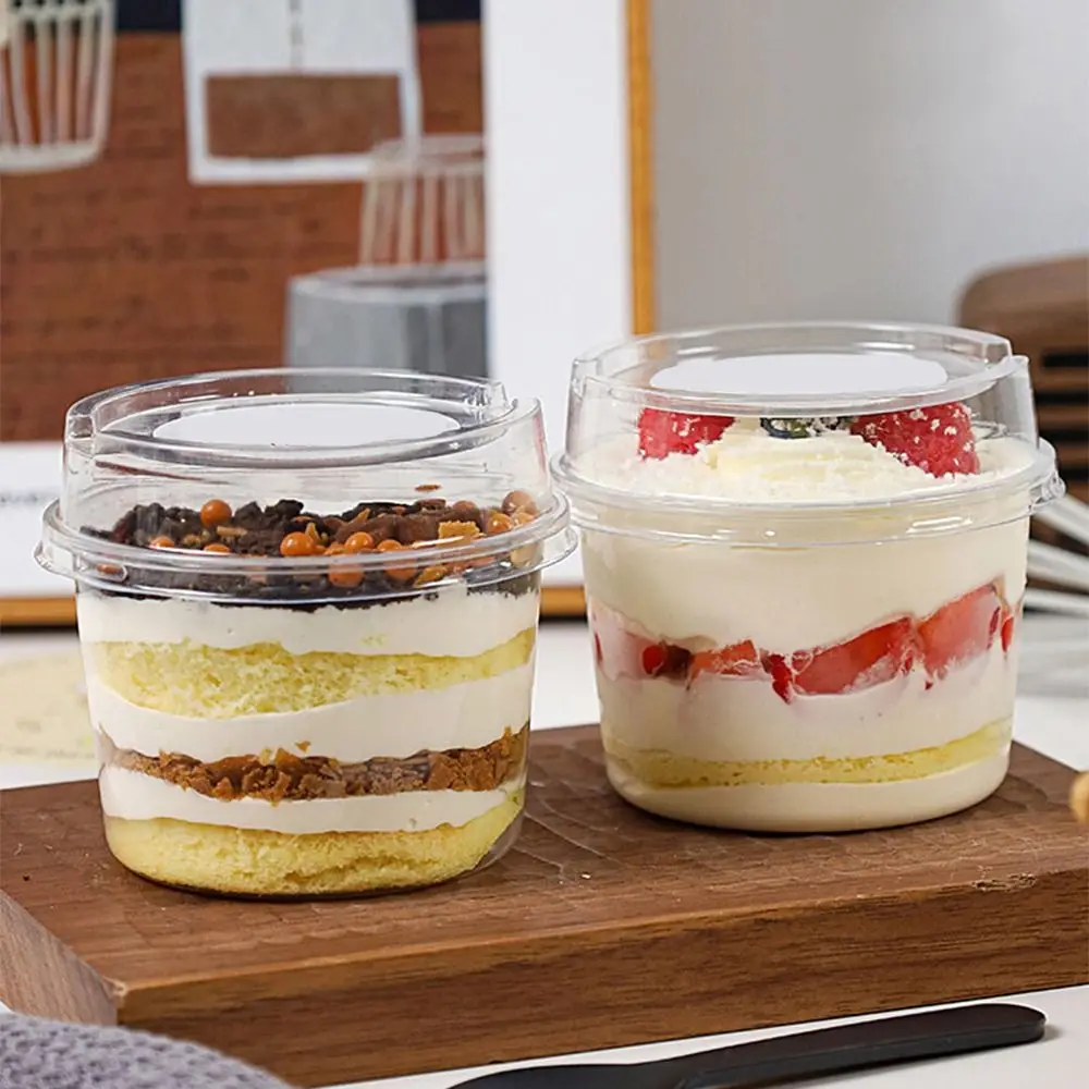 

50Pcs 150/250ml Disposable Salad Cups Round Shape Leak-Proof Dessert Cups Bowl Containers Thickened with Lid