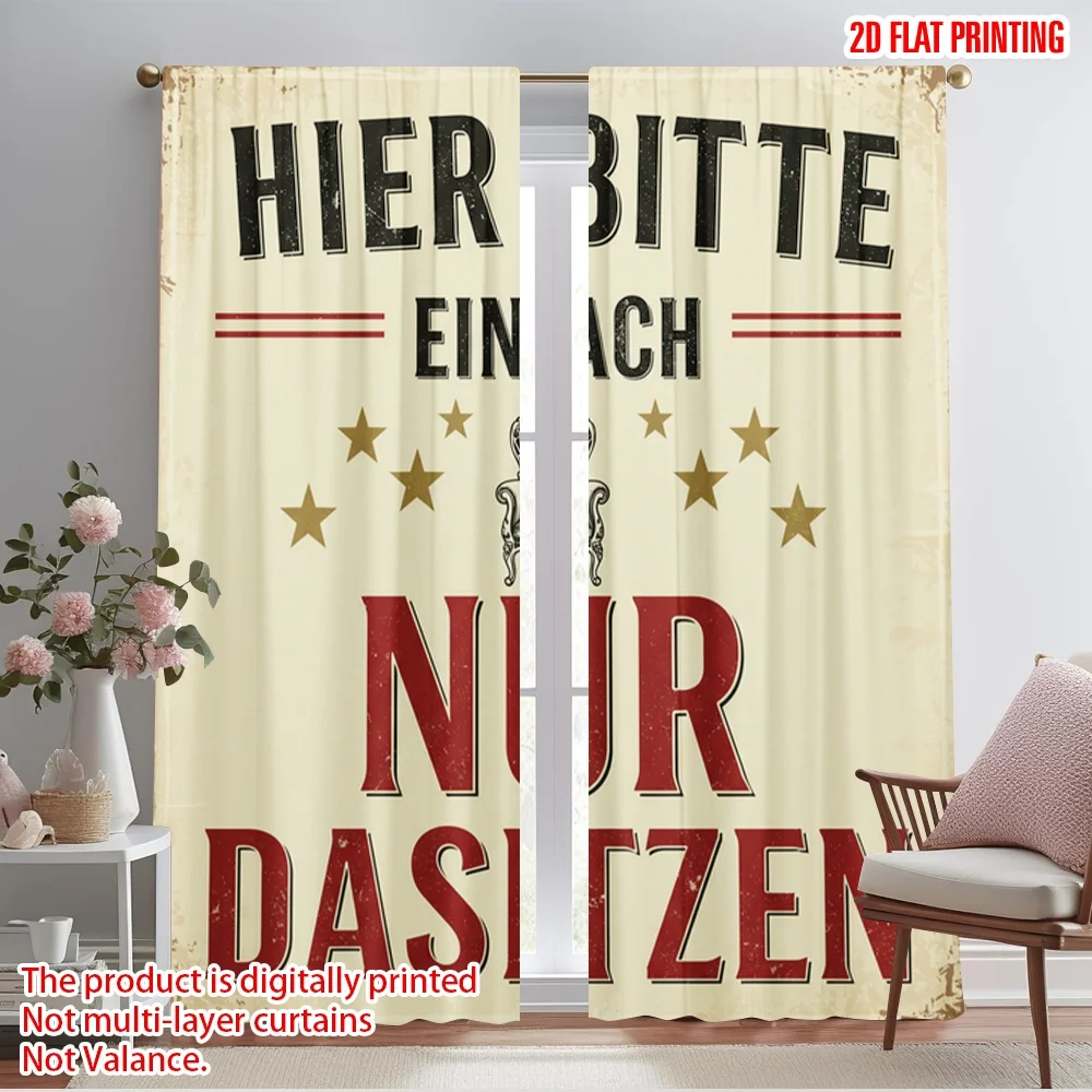 

2pcs 2D flat printing Window Curtains Vintage Sitting Scene Fabric Without Electricity Festive Wall Decor Perfect for Indoor