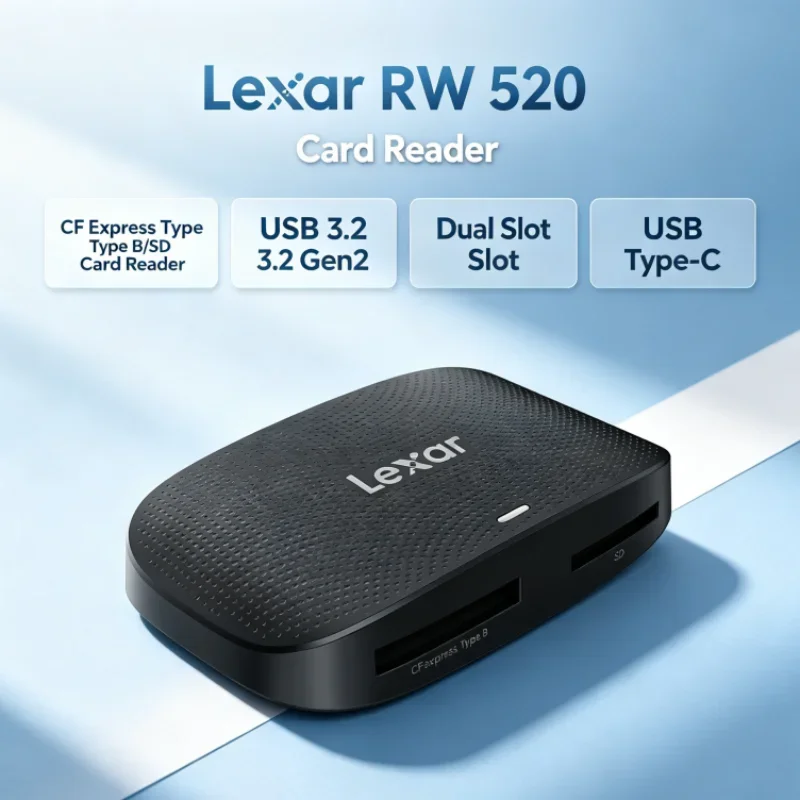 Lexar RW520 Memory Card Reader CFexpress Type B SD Card Reader USB 3.2 Gen 2 High Speed 10Gbps for Photo Transfer