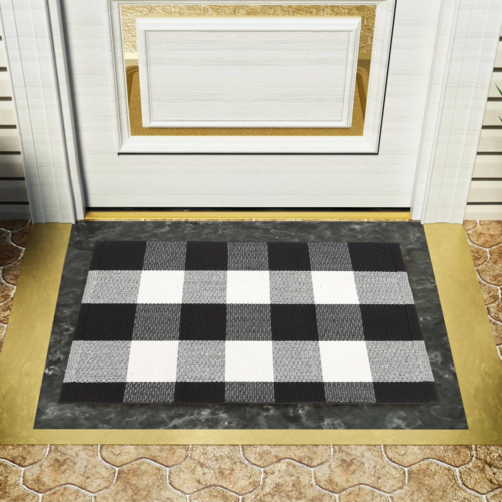 

Bathroom Anti-Slip Floor Mat Cotton Linen Patterned Non-Slip Doormat Absorbent Bathroom Rug Toilet