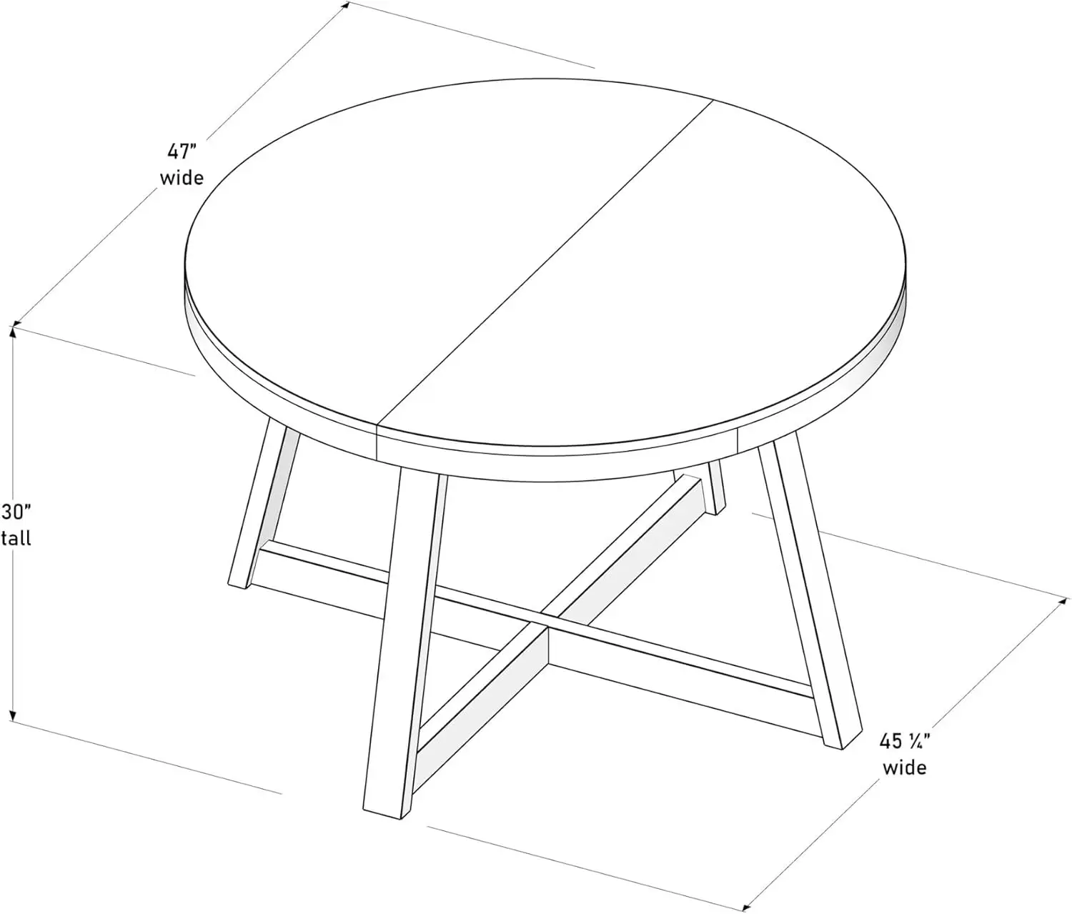 Table à manger ronde en bois massif de 47 pouces, table de cuisine, table ronde de ferme pour 4, petite table à manger, brosse à fil de noix de pécan