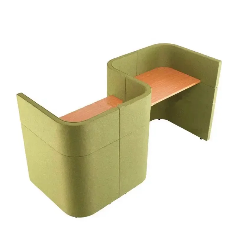 Modern S-Shaped Fabric Workstation Semi-Enclosed Soft Partition Desk for Open Office Computer Setup Private Screen