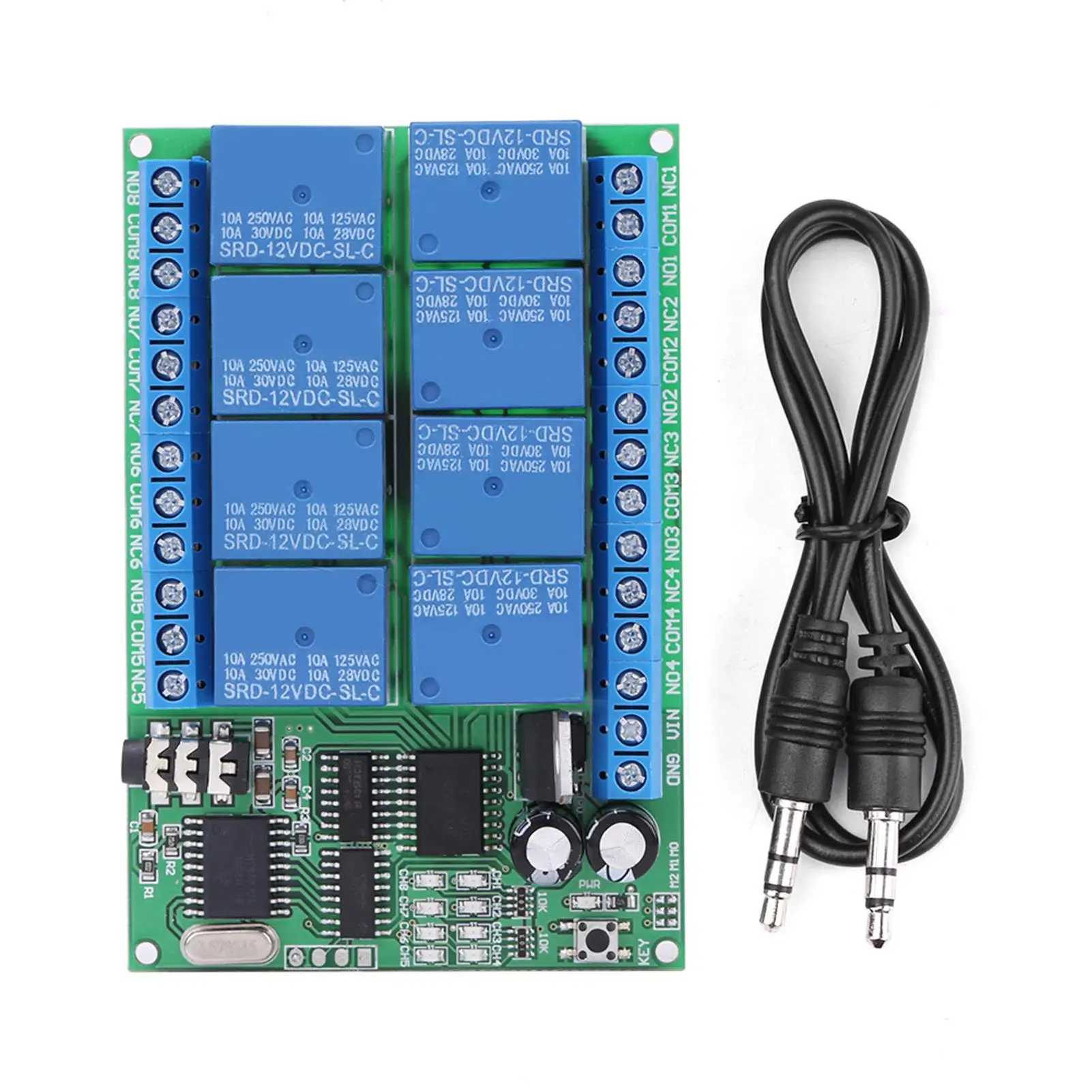 

DC 12V 8CH DTMF Relay Controller Module Switch Decoder Remote Voice Activation Relay