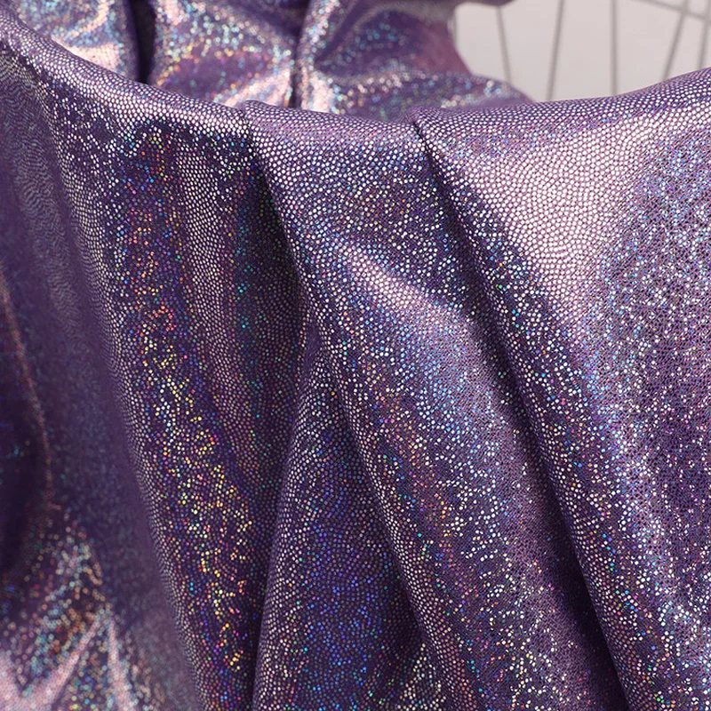 Laser Iridescent Fingerprint Dot Fabric, Colorful Shiny Gold Hot Stamping Fabric, Stage Background Fabric, Cheerleading Fabric