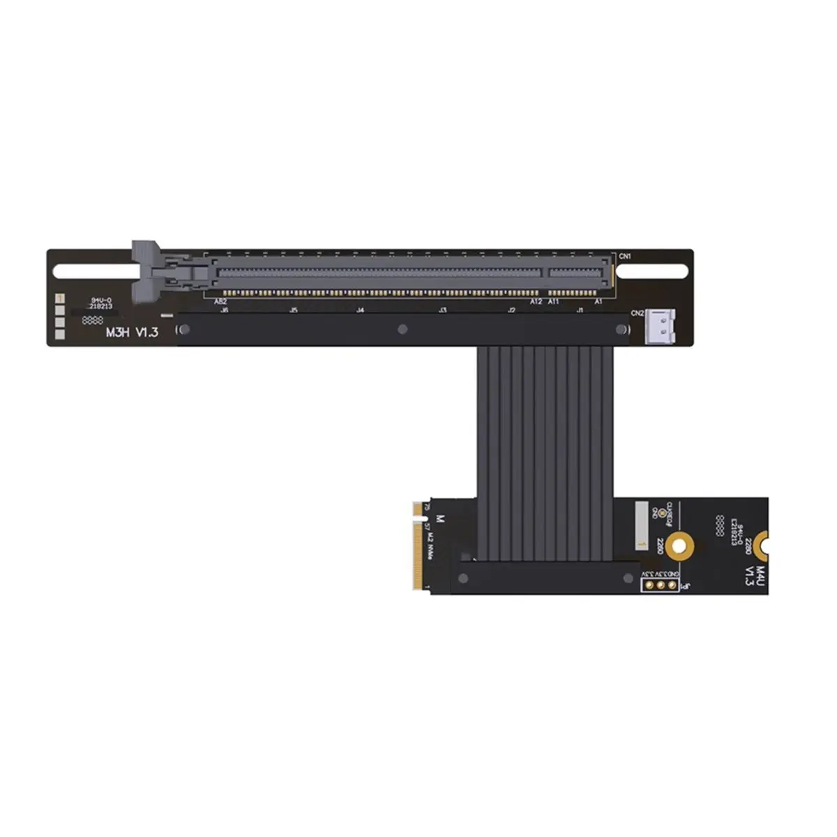 PCIe 4.0 M.2 NVME to X16 Riser Cable 90° Turn Graphics Card Extender for M.2 NVMe Key-M SSD Extension Gen4x4 M43UF