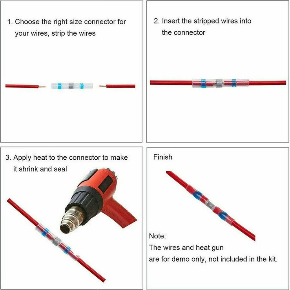 

Ensures High Current and Weatherproof Connections 500PCS Solder Seal Sleeve Heat Shrink Electric Butt Wire Connectors
